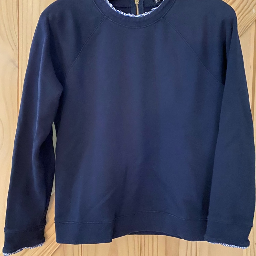 J crew mercantile crew sweatshirt ruffled edge back 1/4 zipper. Size small. EUC
